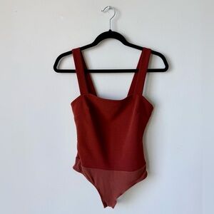 Lulu's Rust Red Square Neck Bodysuit